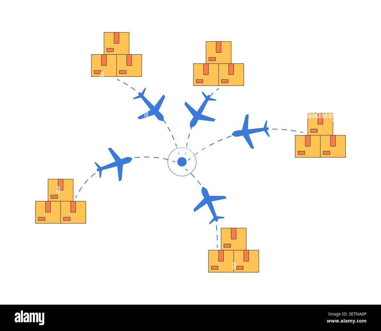 Goods import network 2D cartoon object Stock Vector