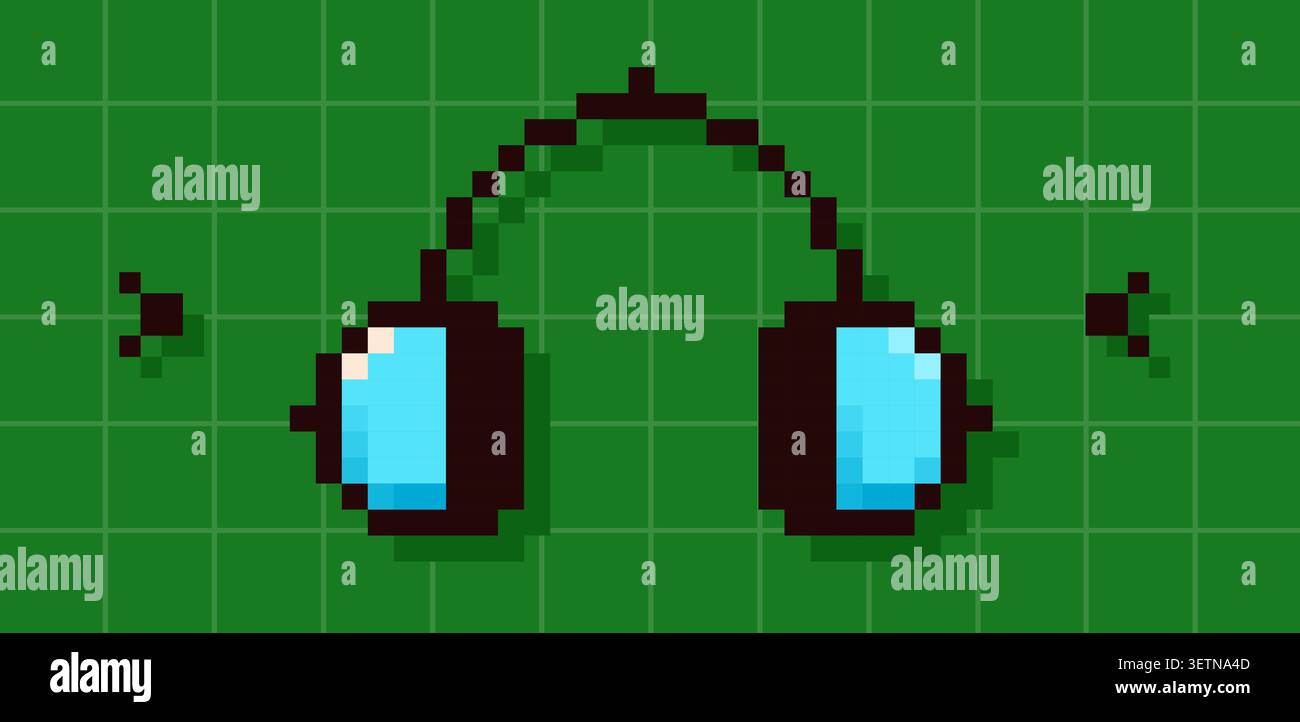 Back to School pixel art headphones. Stock Vector