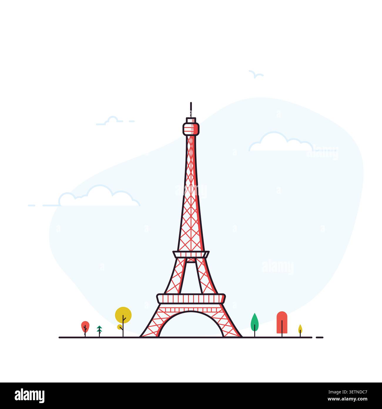 Eiffel tower Parais color line logo Stock Vector
