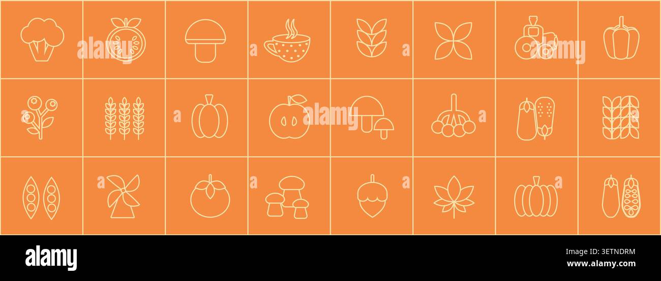 Bauhaus vegetable and fruit abstract. Autumn Vegetable and Fruit seamless pattern. Natural flower plant with simple shape, abstract eco farming concept. Vector minimal banner Stock Vector
