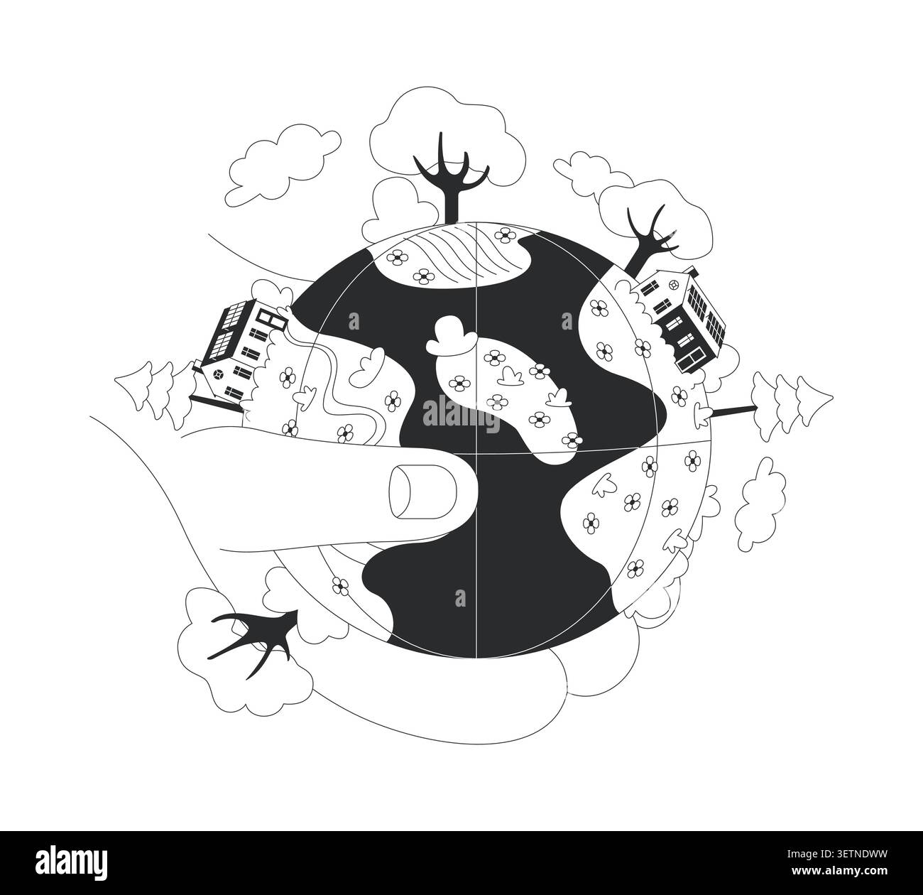 Natural resource conservation line illustration concept Stock Vector