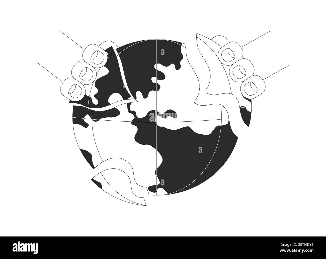 Rebuilding world line illustration concept Stock Vector
