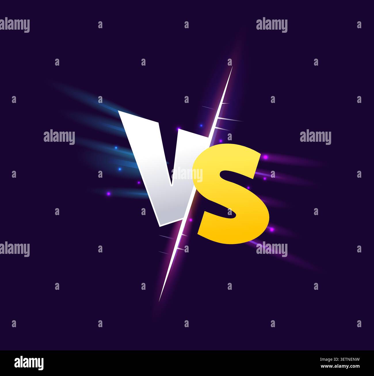 VS showdown lightning symbol, battle versus sign Stock Vector