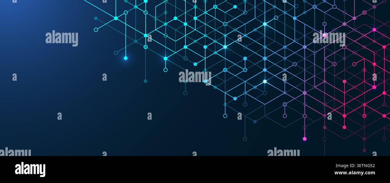 Abstract digital blockchain cube blocks concept. 3D big data cubes quantum computer technology idea. Artificial intelligence data core cubes design Stock Vector