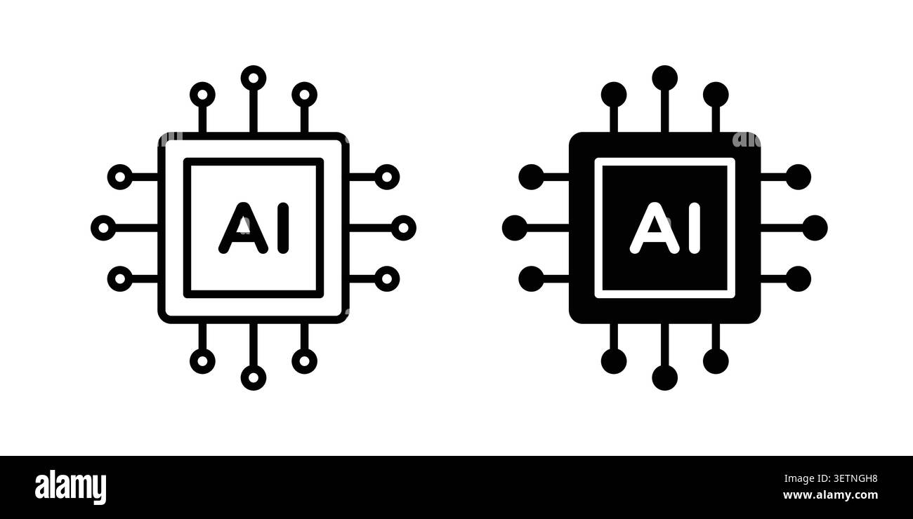 Ai tech icon for web projects. Stock Vector