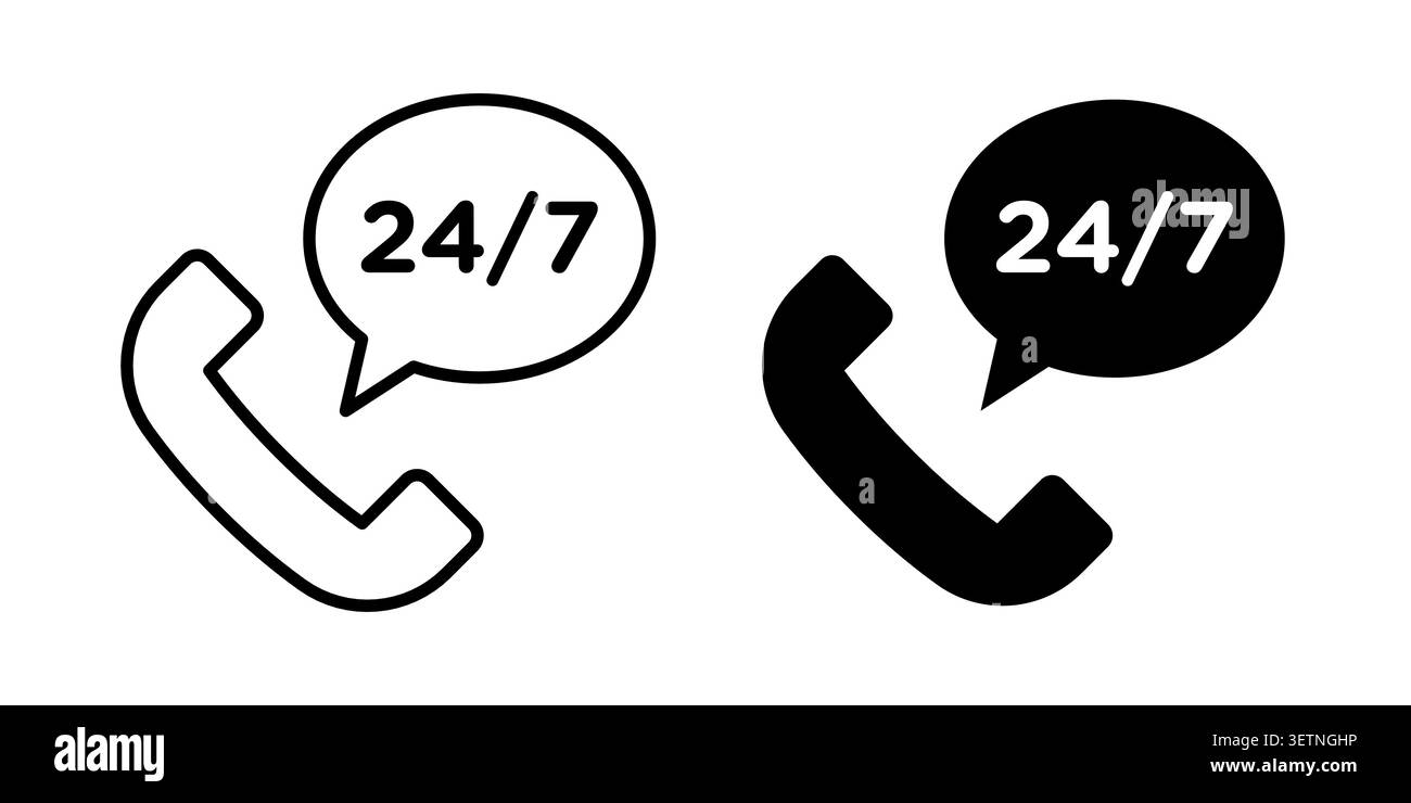 24 7 Emergency call services icon for web projects. Stock Vector