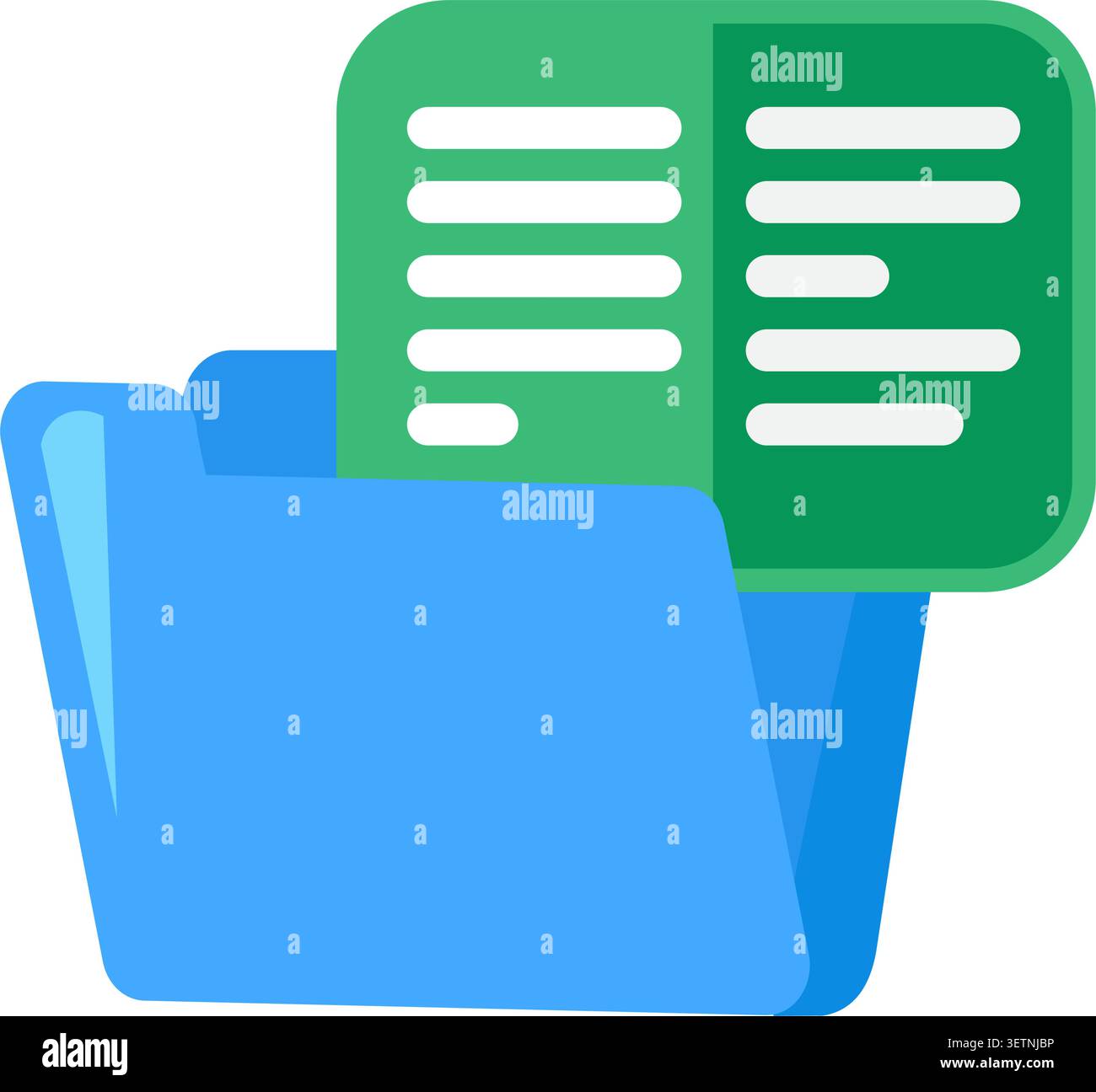 Blue file folder flat illustration representing document storage office organization and business management Stock Vector