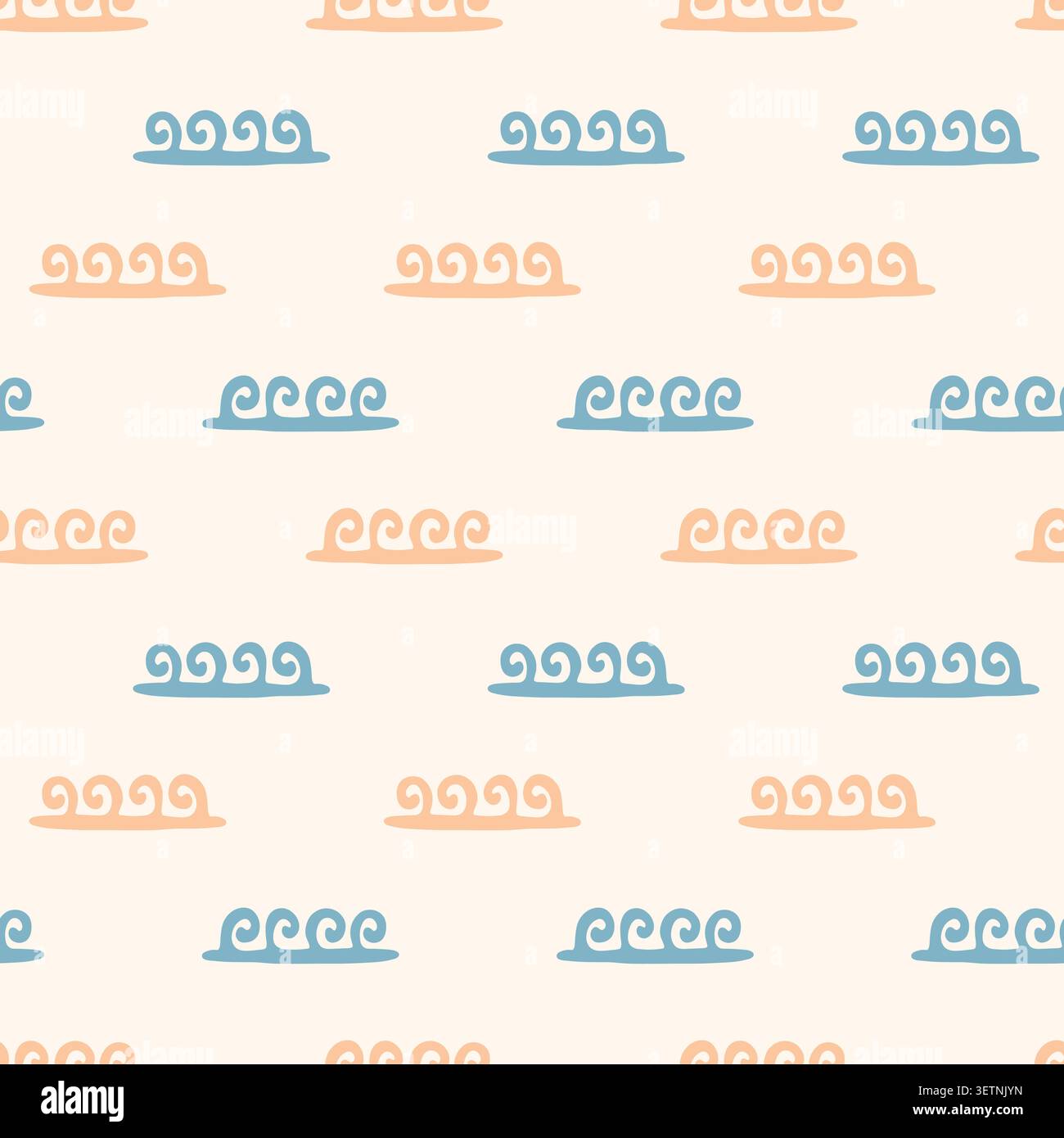 Minimal boho seamless pattern with wave symbols Stock Vector