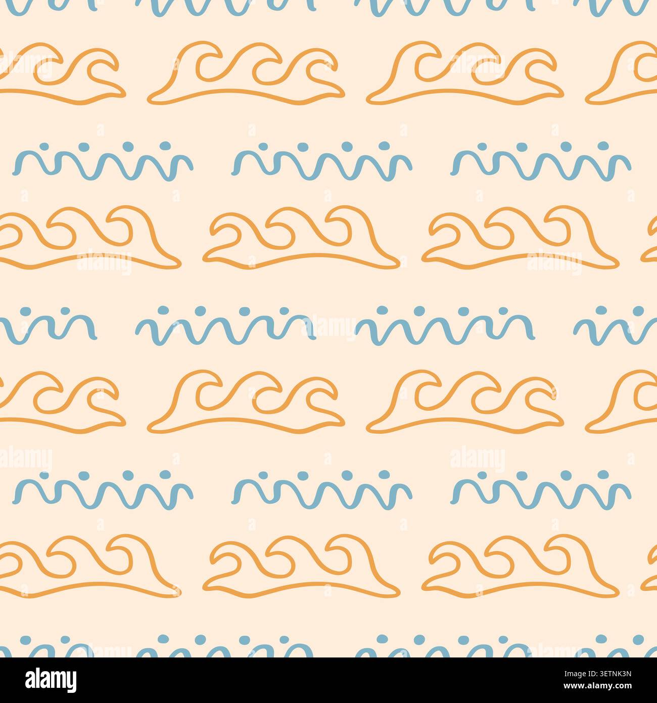 Boho beach seamless stripe pattern with wave lines Stock Vector