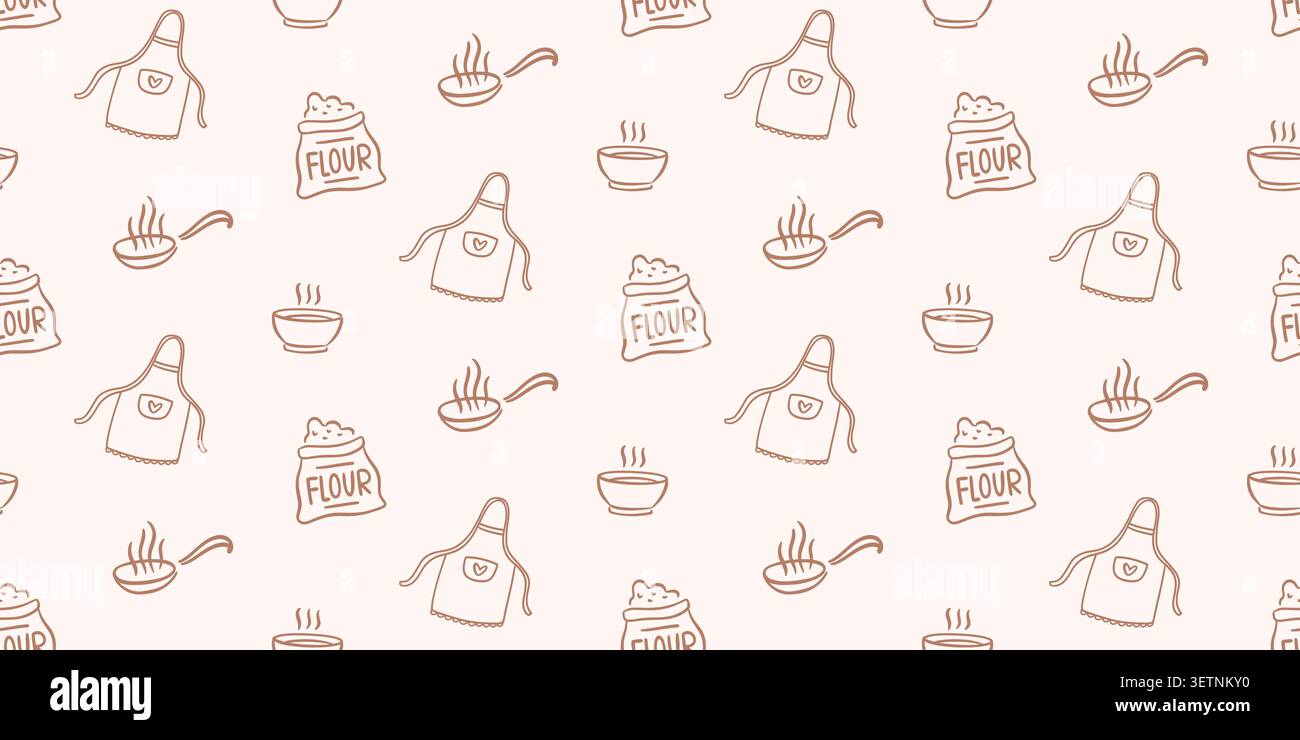 Cooking vector seamless pattern, kitchen print Stock Vector