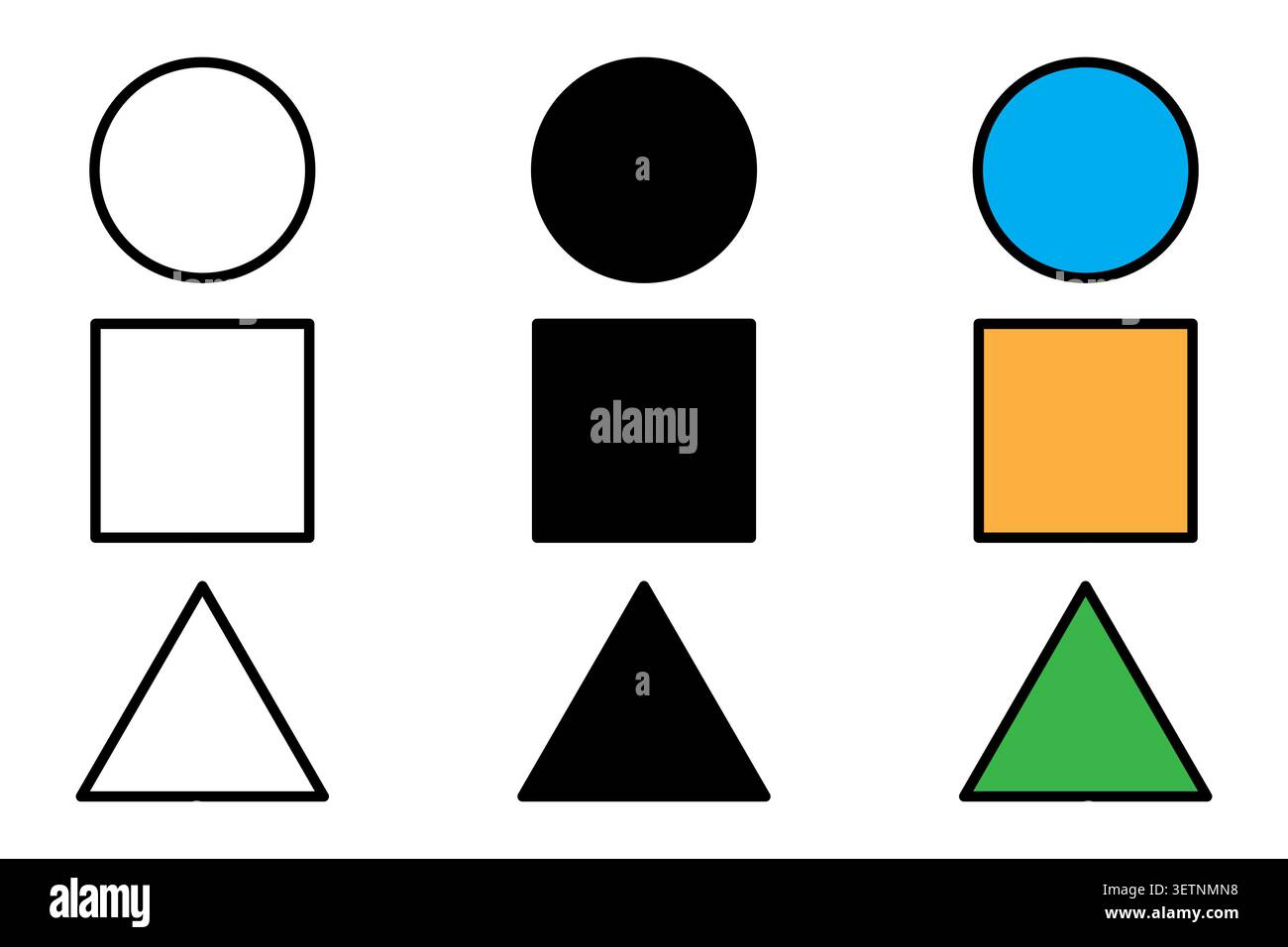 Geometry basic form mathematics features colorful vector icon set. It visualizes logic education figure eps 10. Stock Vector
