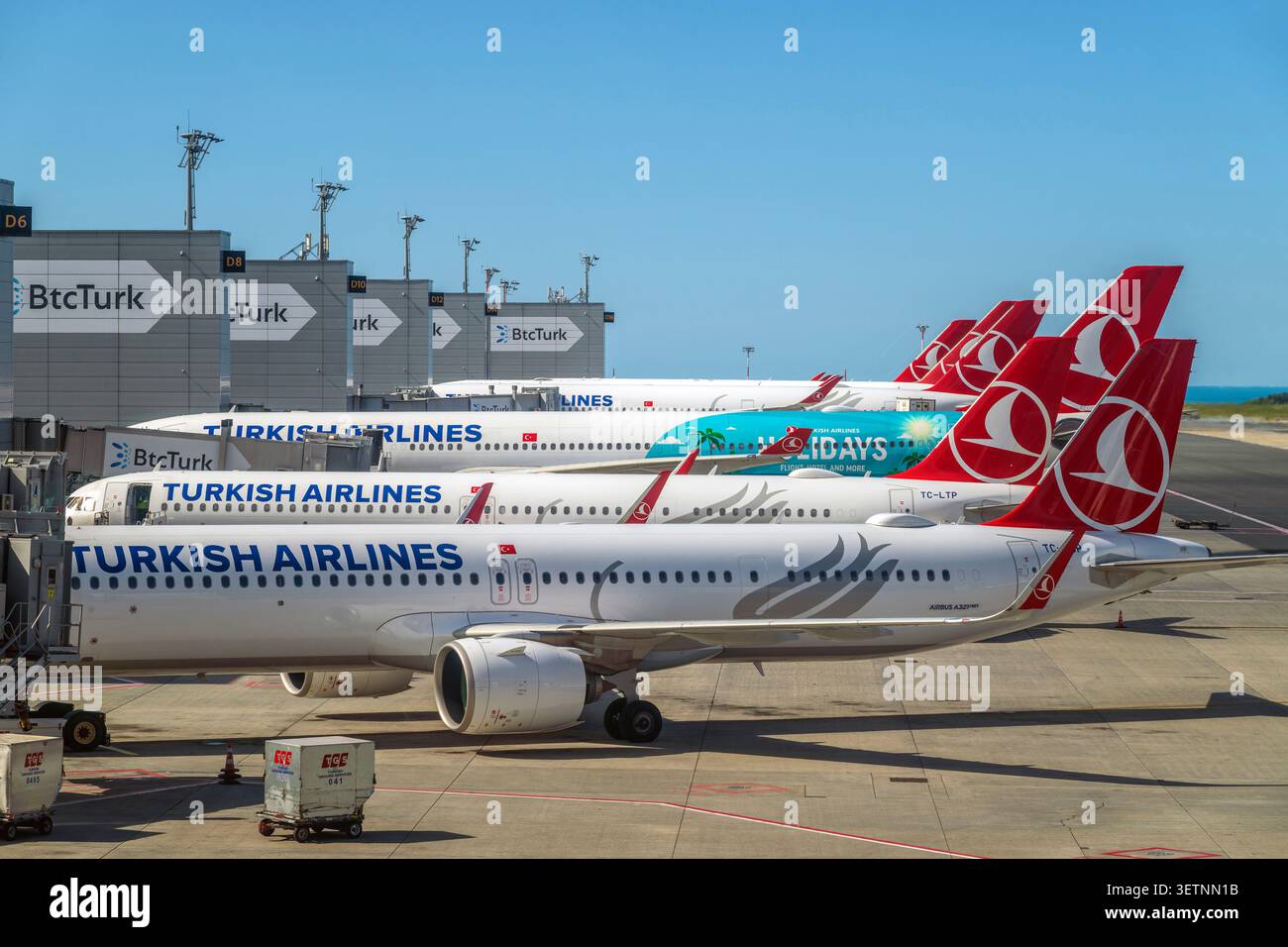 Turkish Airlines planes, Istanbul Airport, Turkey Stock Photo