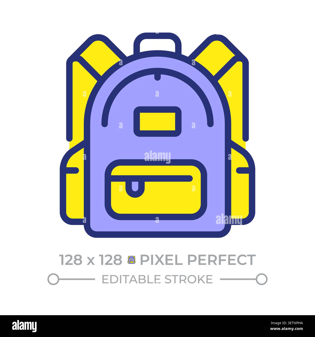 School bag pixel perfect line color icon Stock Vector