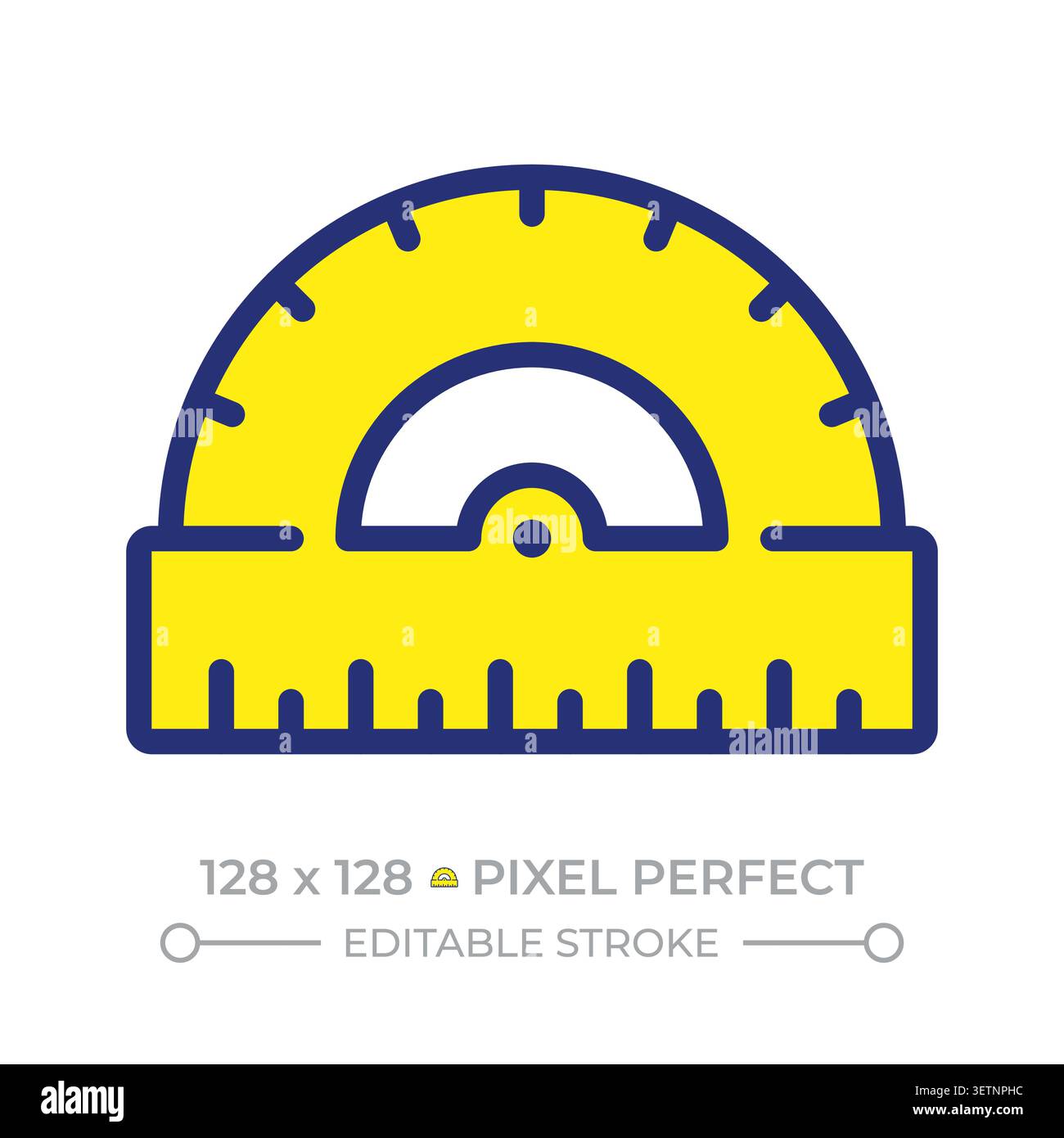 Protractor pixel perfect line color icon Stock Vector
