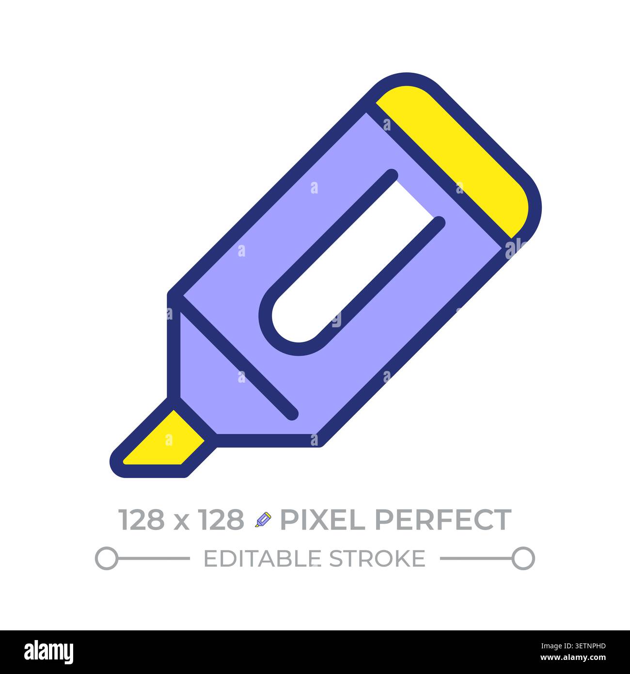 Highlighter pen pixel perfect line color icon Stock Vector