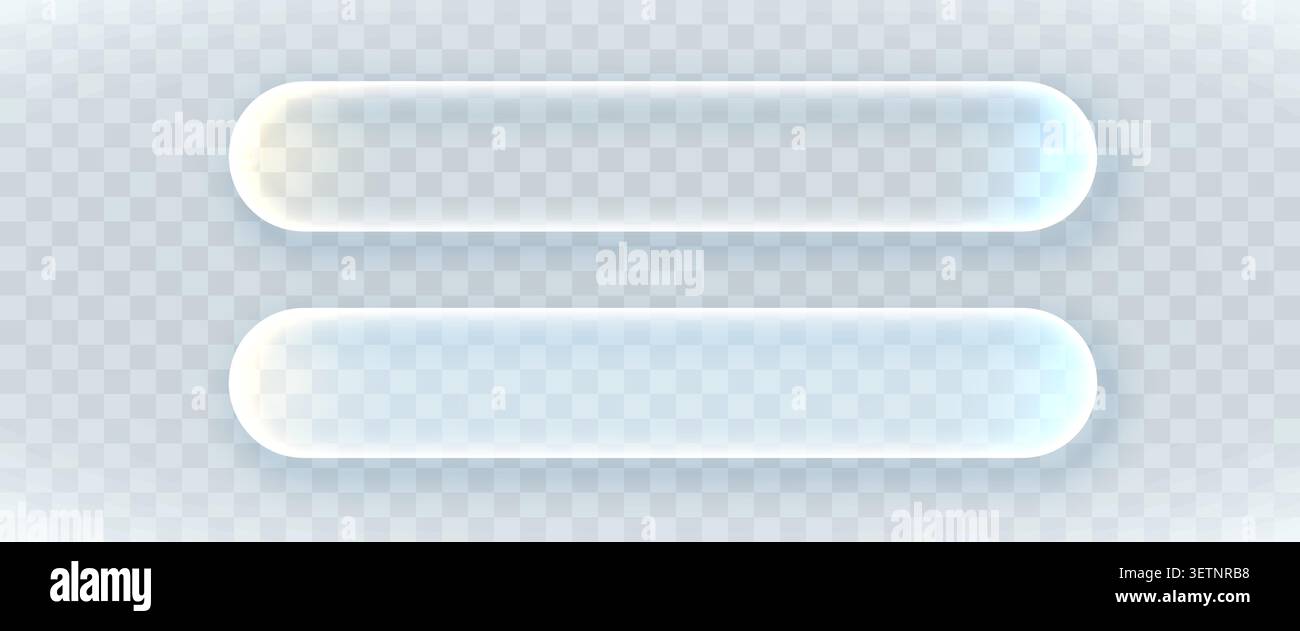 Glassmorphism UI button elements with soft rounded borders for modern interface design. Vector illustration Stock Vector