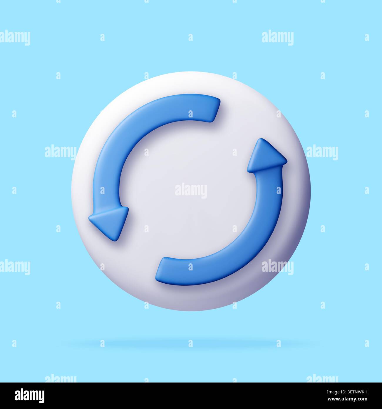 3D arrow icon, refresh or reload action. Stock Vector
