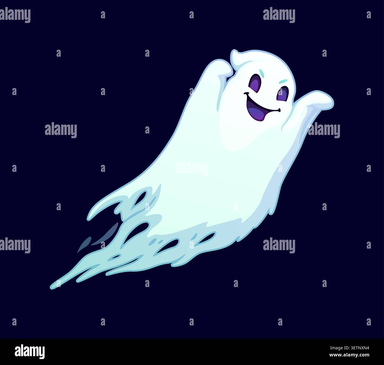 Halloween ghost cartoon character game icon Stock Vector