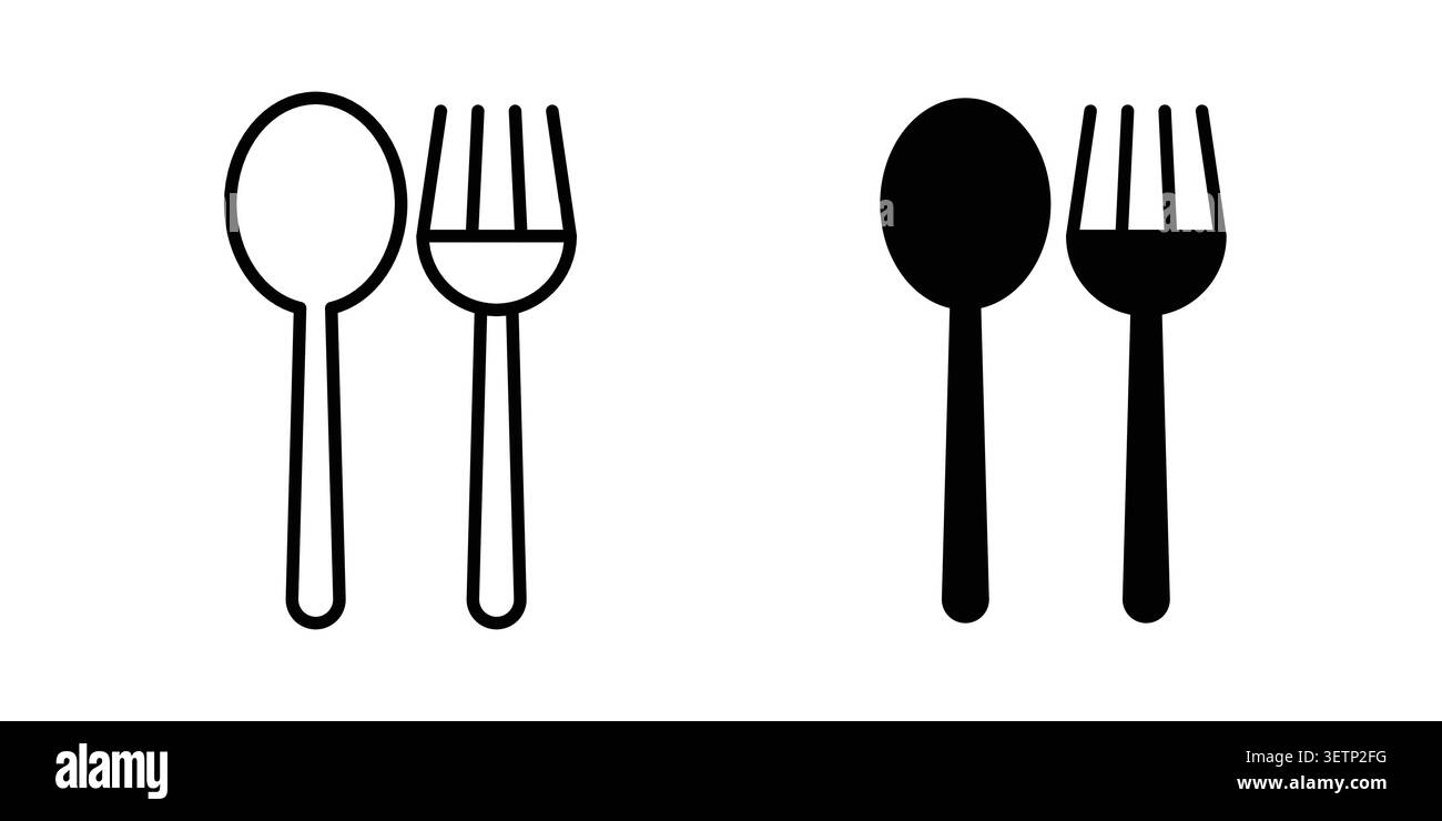 Spoon and Fork icon for web projects. Stock Vector