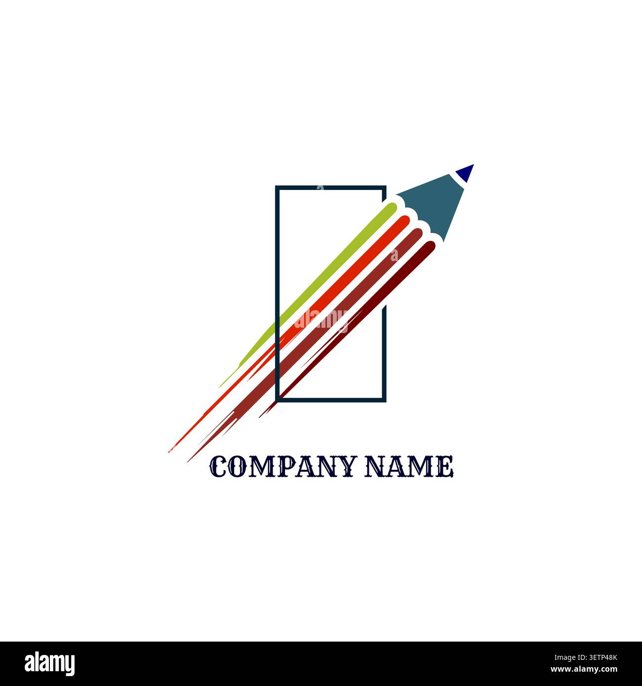 Pencil Stationary Frame Rectangle For Creative Studio Architecture Art School Education Stock Vector