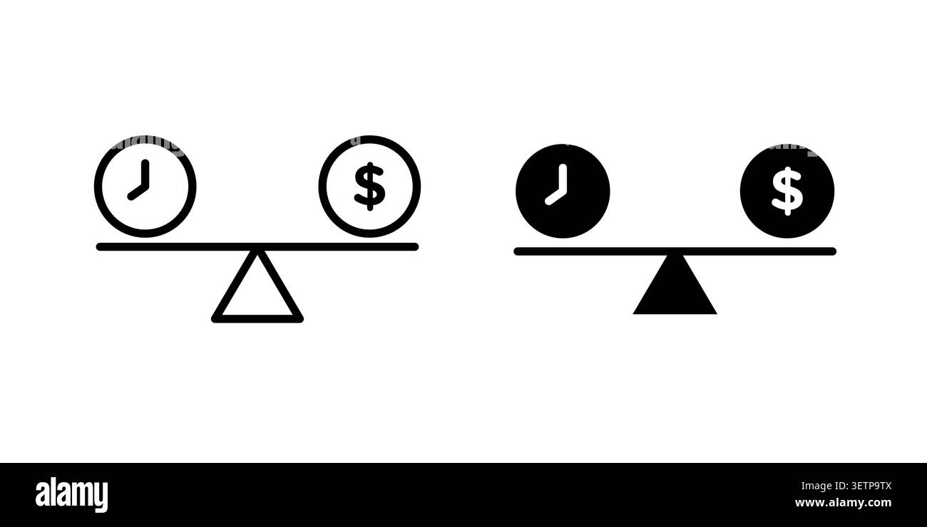 Time and money scale icon for web projects. Stock Vector
