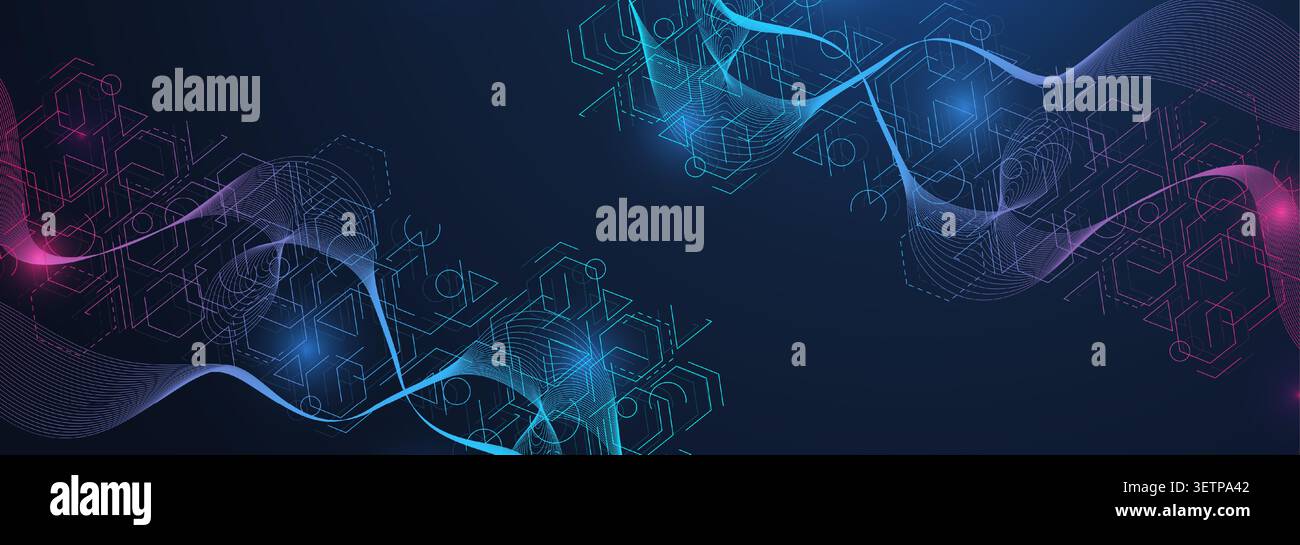 Geometric abstract background with connected line and dots. Structure molecule and communication. Big Data Visualization. Medical, technology, science Stock Vector