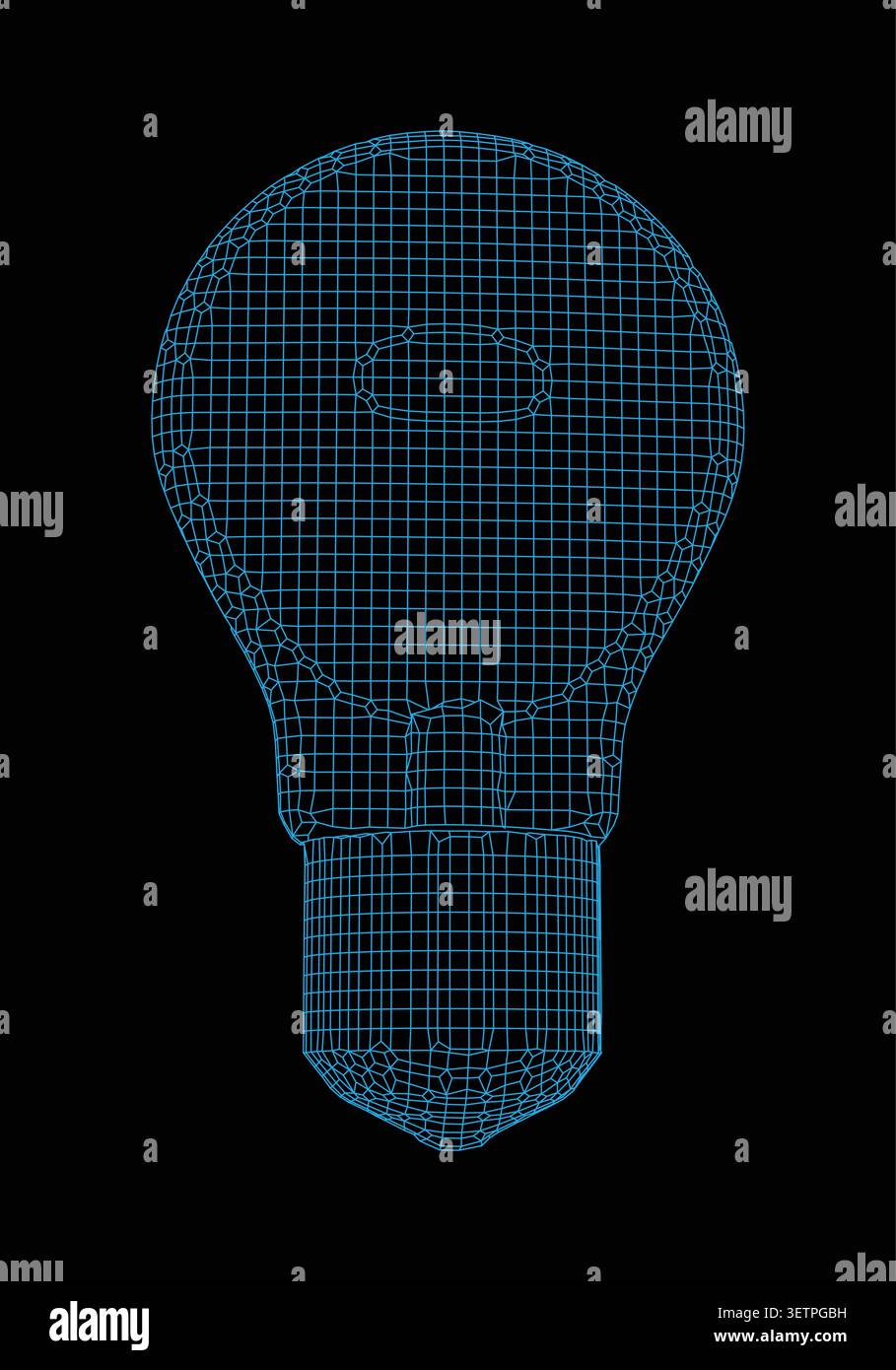 3d wireframe light bulb illustration Stock Vector