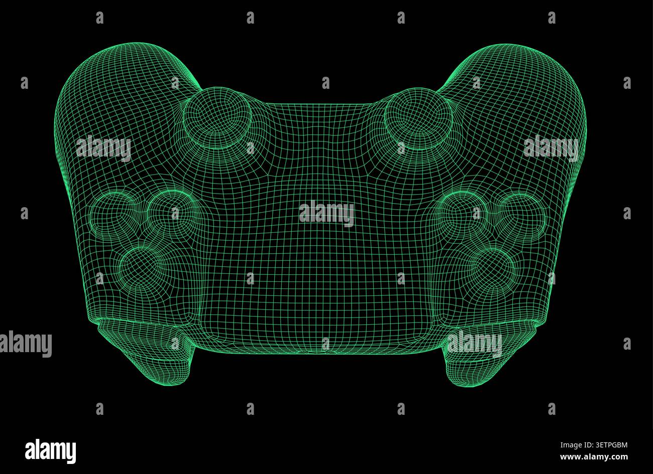 3d wireframe model of a modern video game controller Stock Vector
