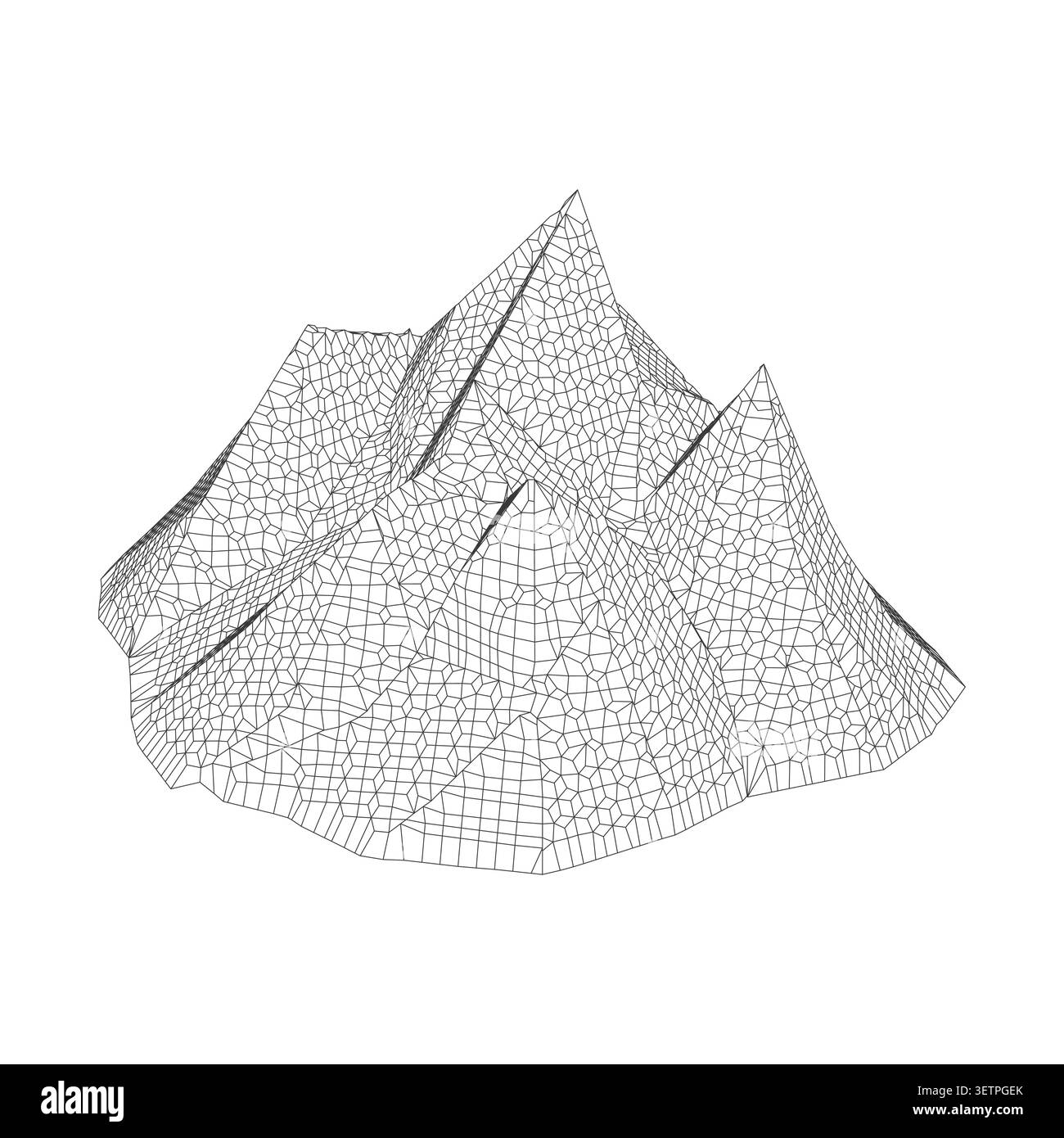 Abstract 3d wireframe mountain landscape with polygonal mesh structure Stock Vector