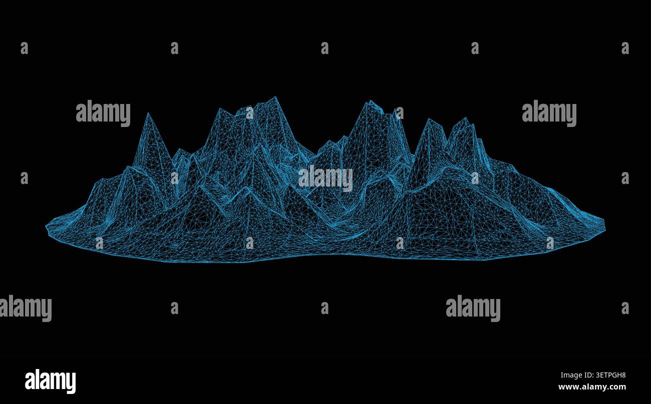 Abstract 3d wireframe landscape mountain terrain Stock Vector