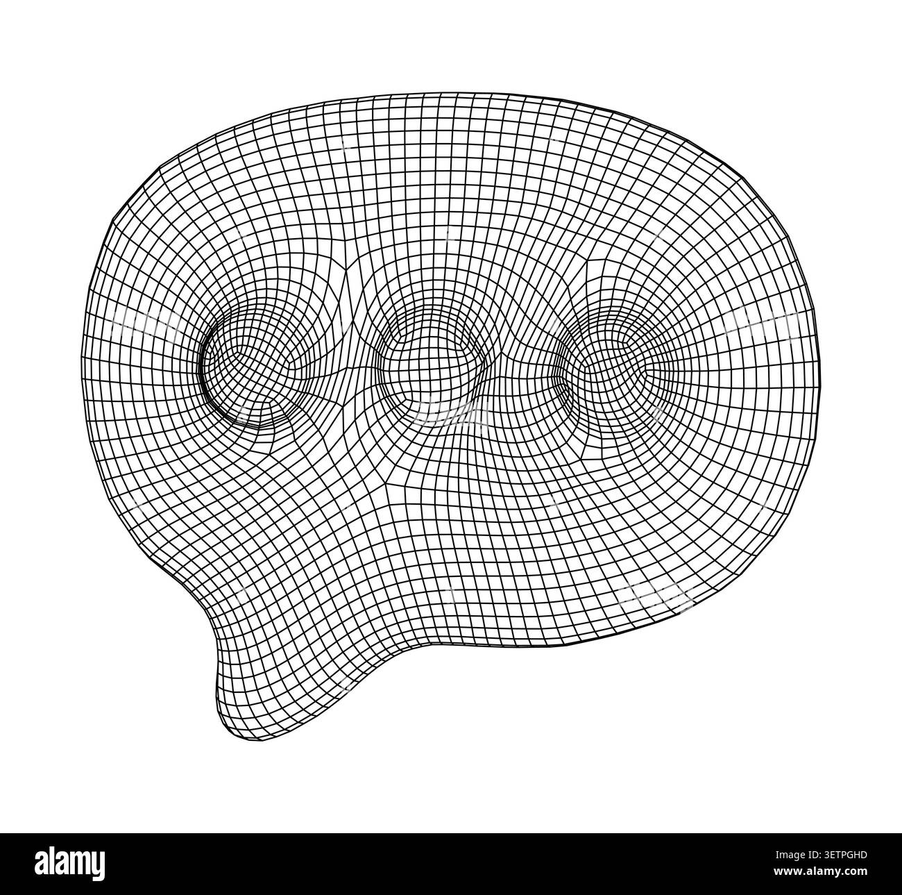 Abstract wireframe speech bubble shape with three circular indentations Stock Vector