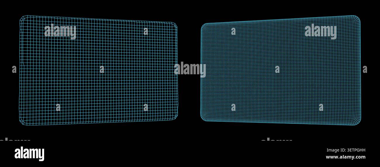 Abstract digital wireframe grid background with glowing blue lines, 3d technology concept, data visualization surface Stock Vector
