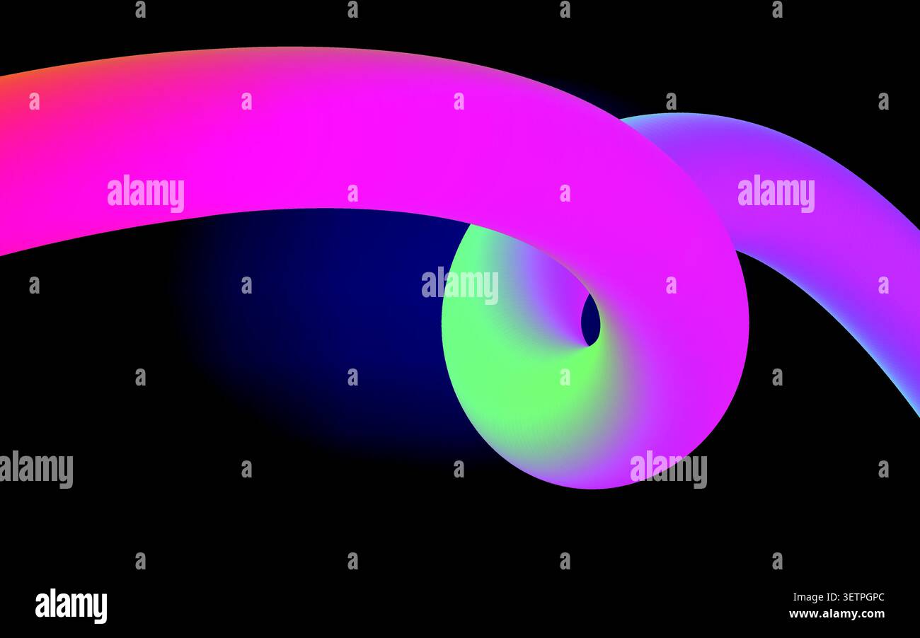Abstract Neon Gradient Spiral Wave on Dark Background Stock Vector