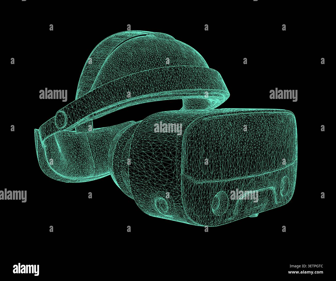 Wireframe 3d model of a virtual reality headset design Stock Vector