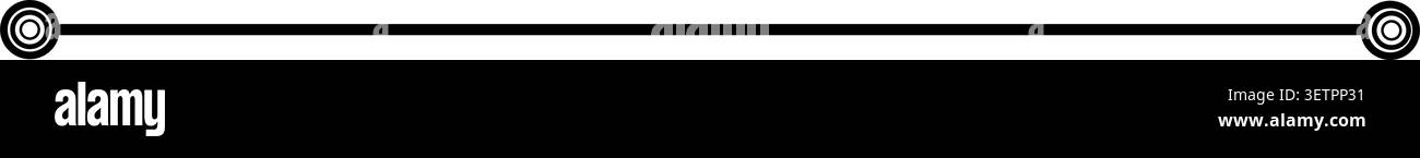 A simple black horizontal line divider featuring circular points at both ends. This minimalist graphic element is perfect for document formatting, web Stock Vector