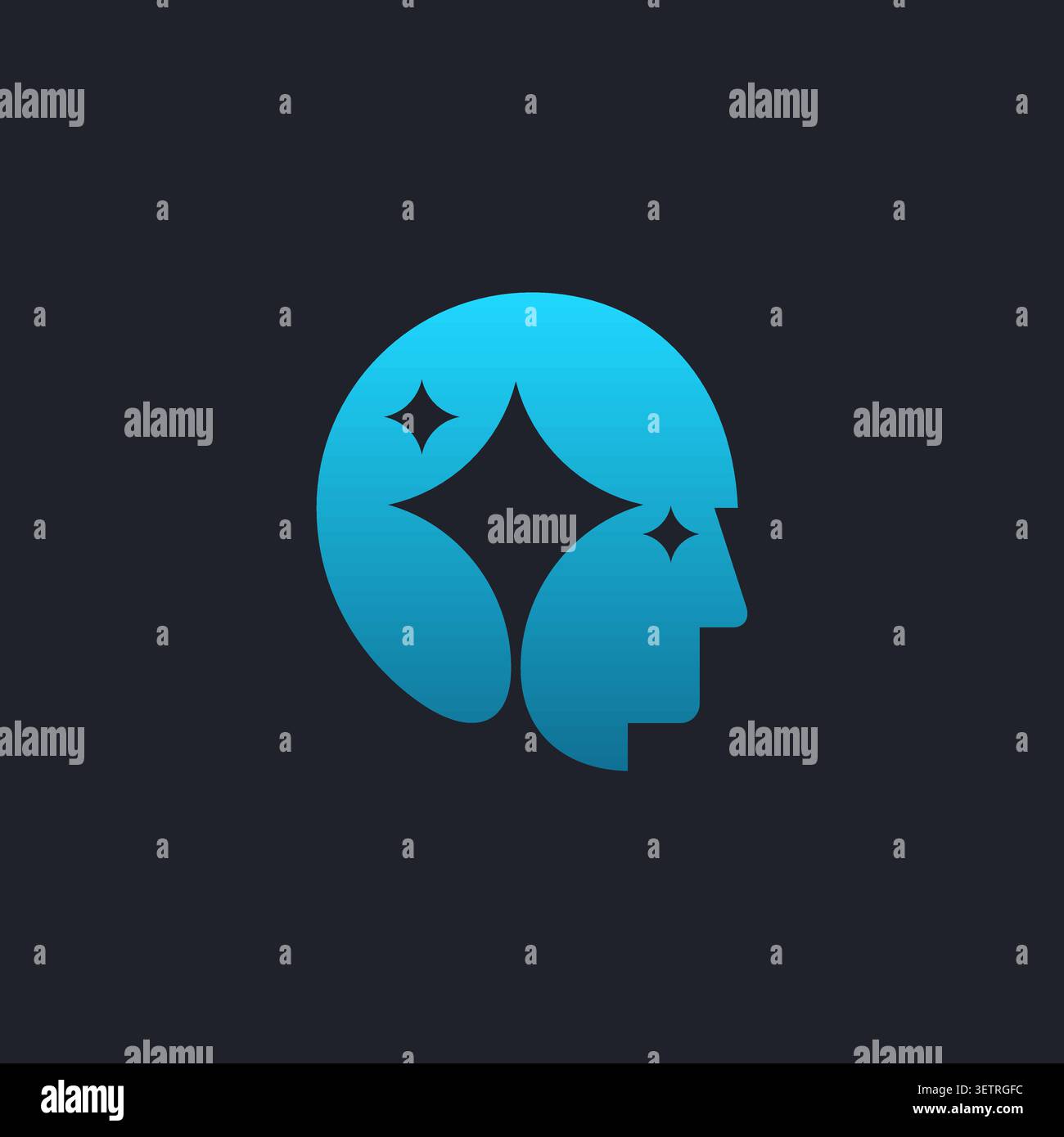 Digital robot icon with sparks. Artificial intelligence minimal logo design. Stock Vector