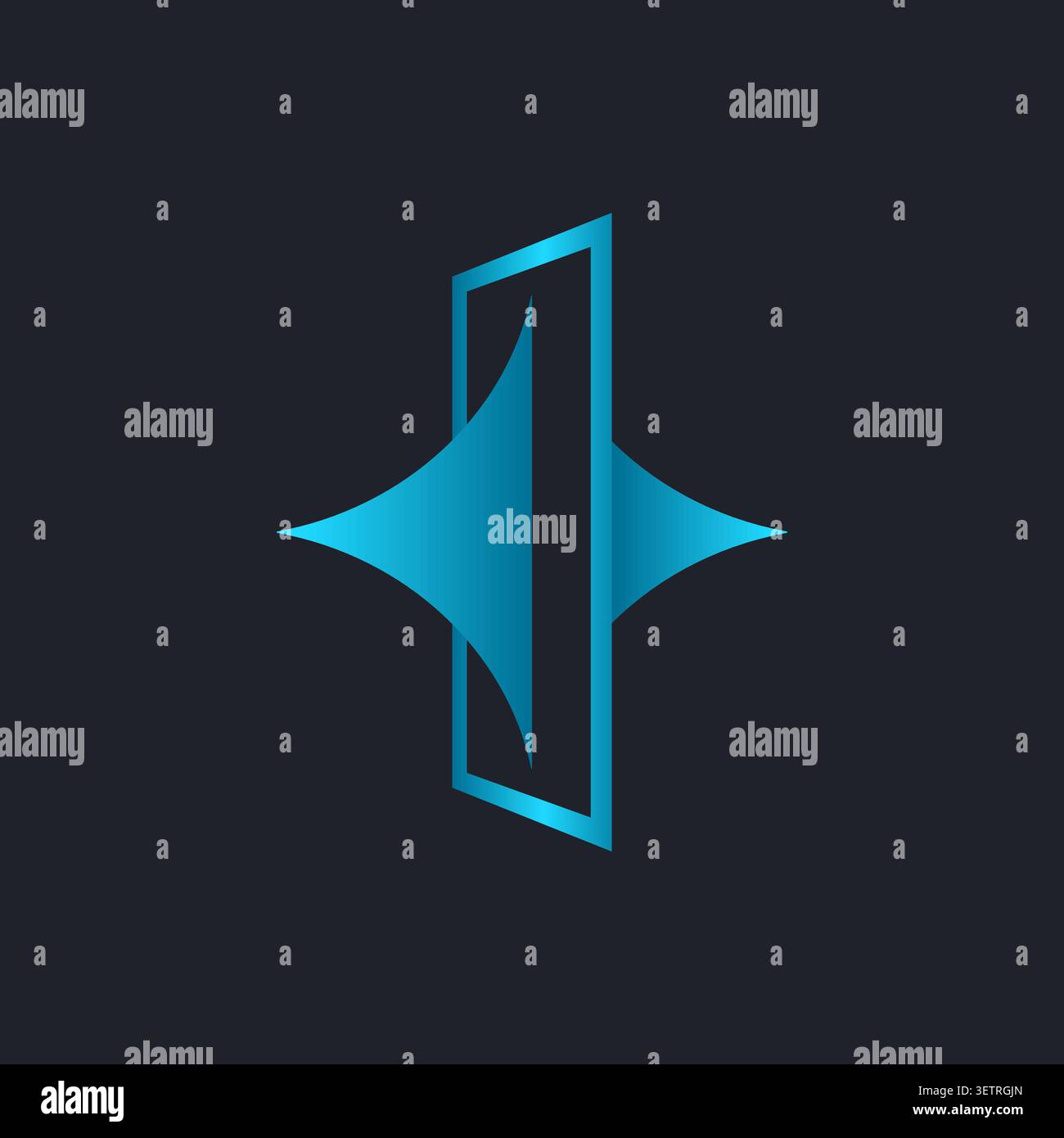 North star icon with rectangular frame. Abstract AI technology logo design. Stock Vector