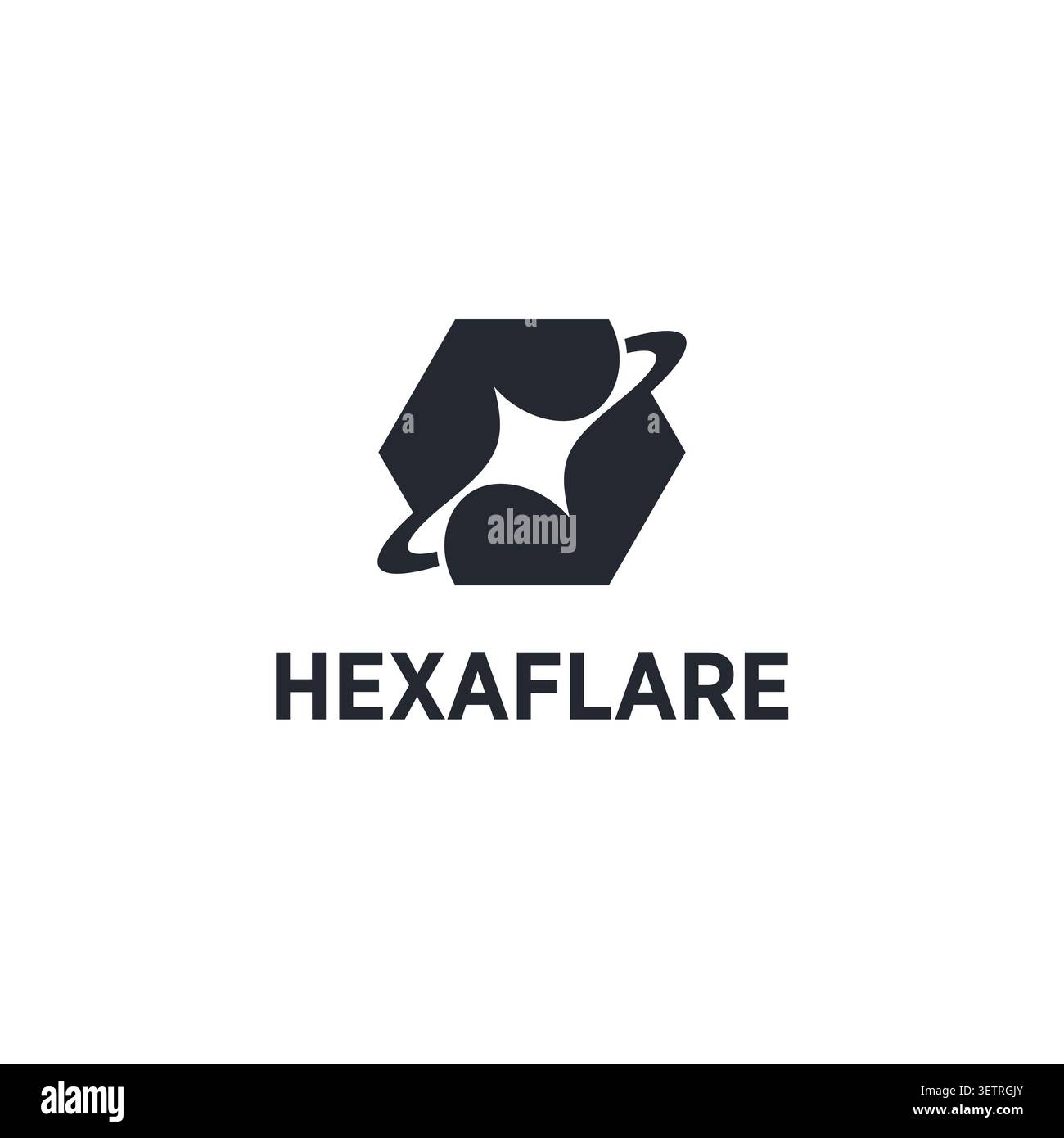 Hexagonal flare icon on isolated background. AI logo with negative space. Stock Vector