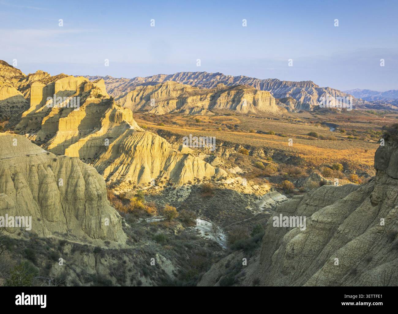 Stunning landscape of colorful cliffs ln VAshlovani nature reserve protected areas.Georgia Stock Photo