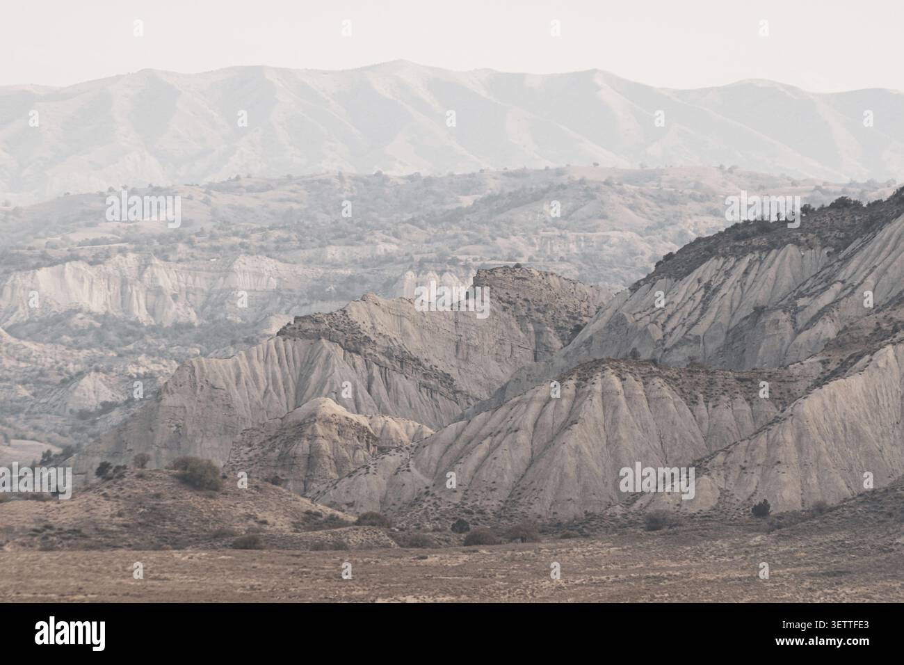 Stunning landscape of colorful cliffs ln VAshlovani nature reserve protected areas.Georgia Stock Photo