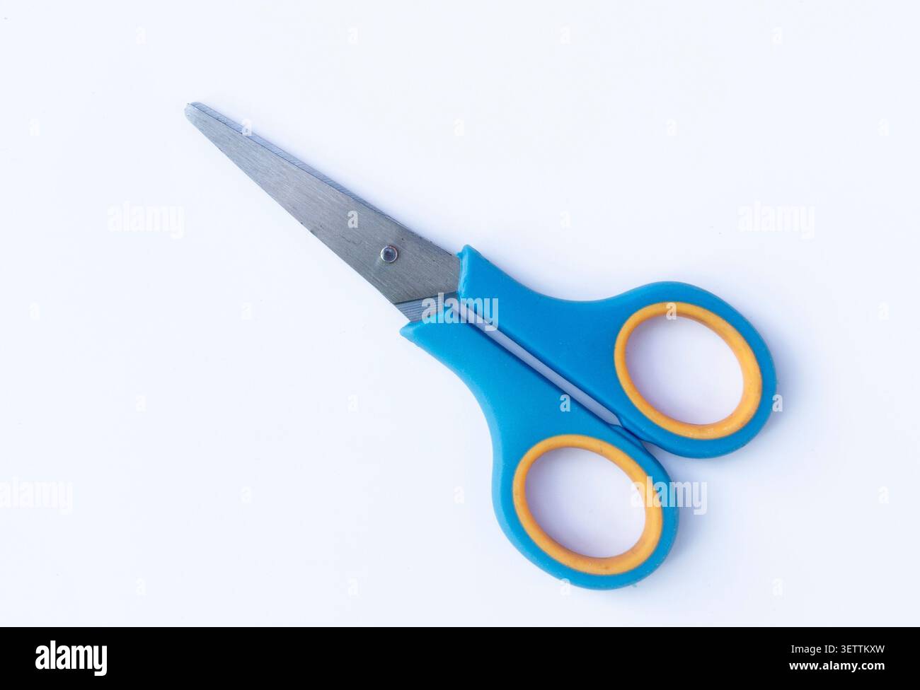 Blue Scissors Isolated on White Background Stock Photo