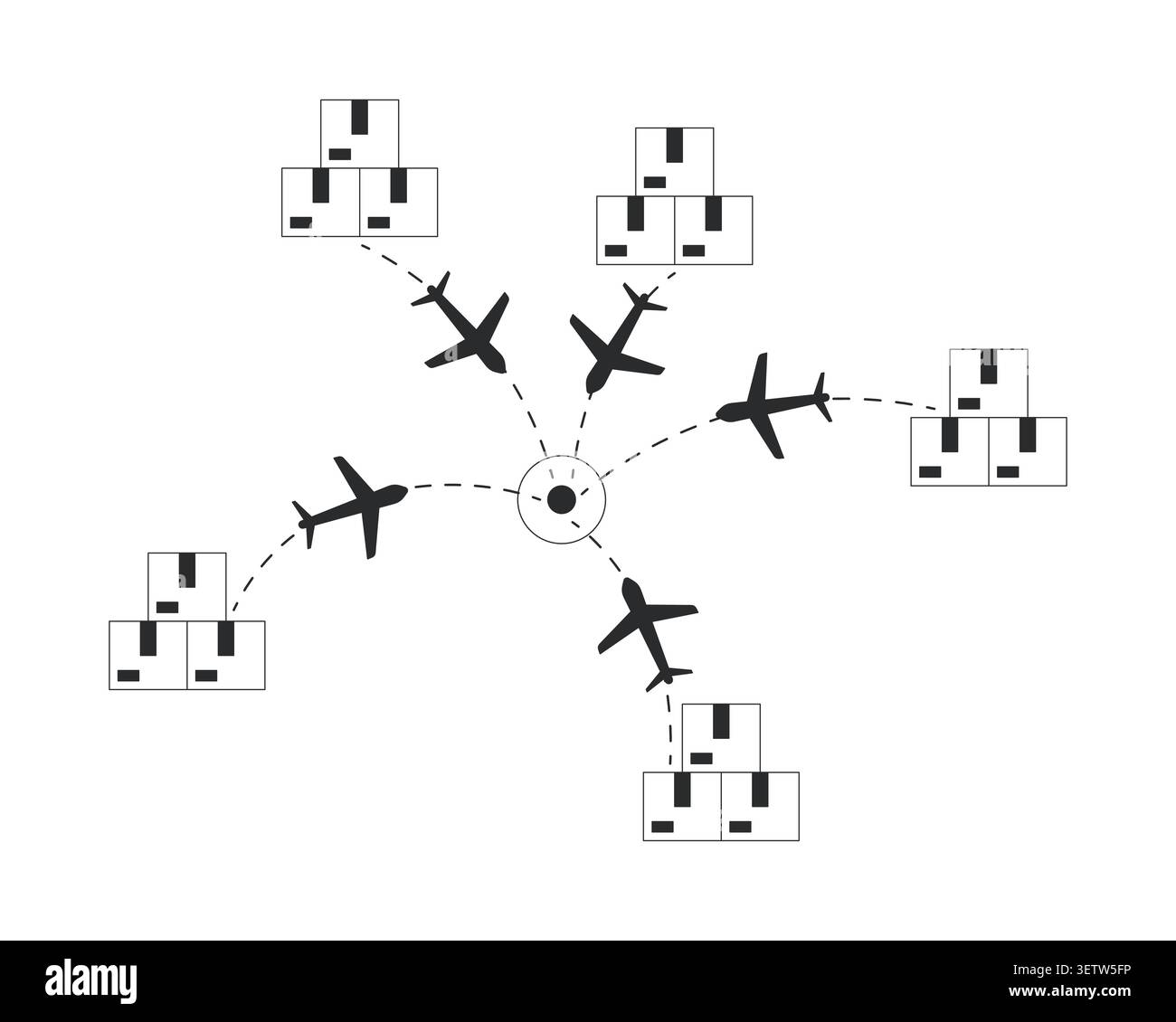 Goods import network 2D line object Stock Vector