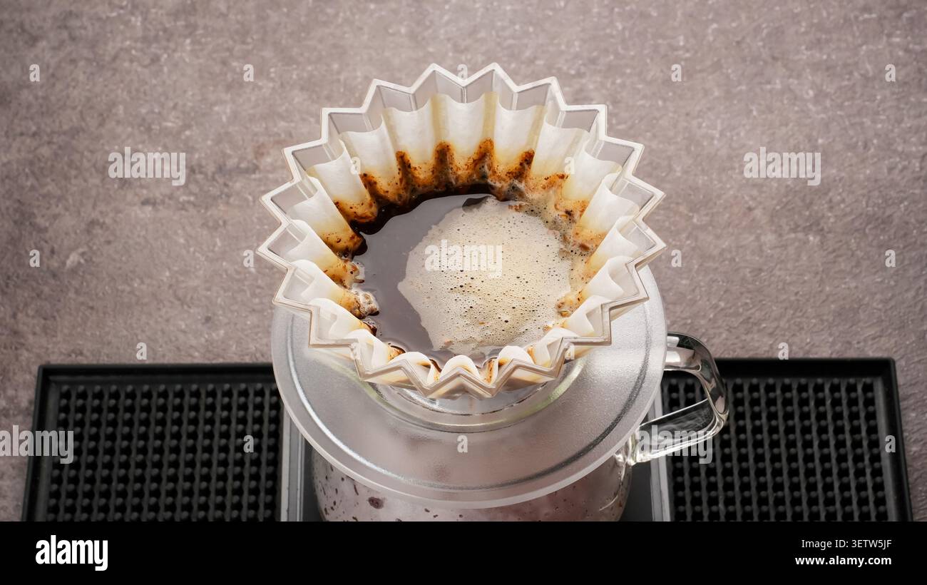 Pour Over Coffee Brewing Process Stock Photo