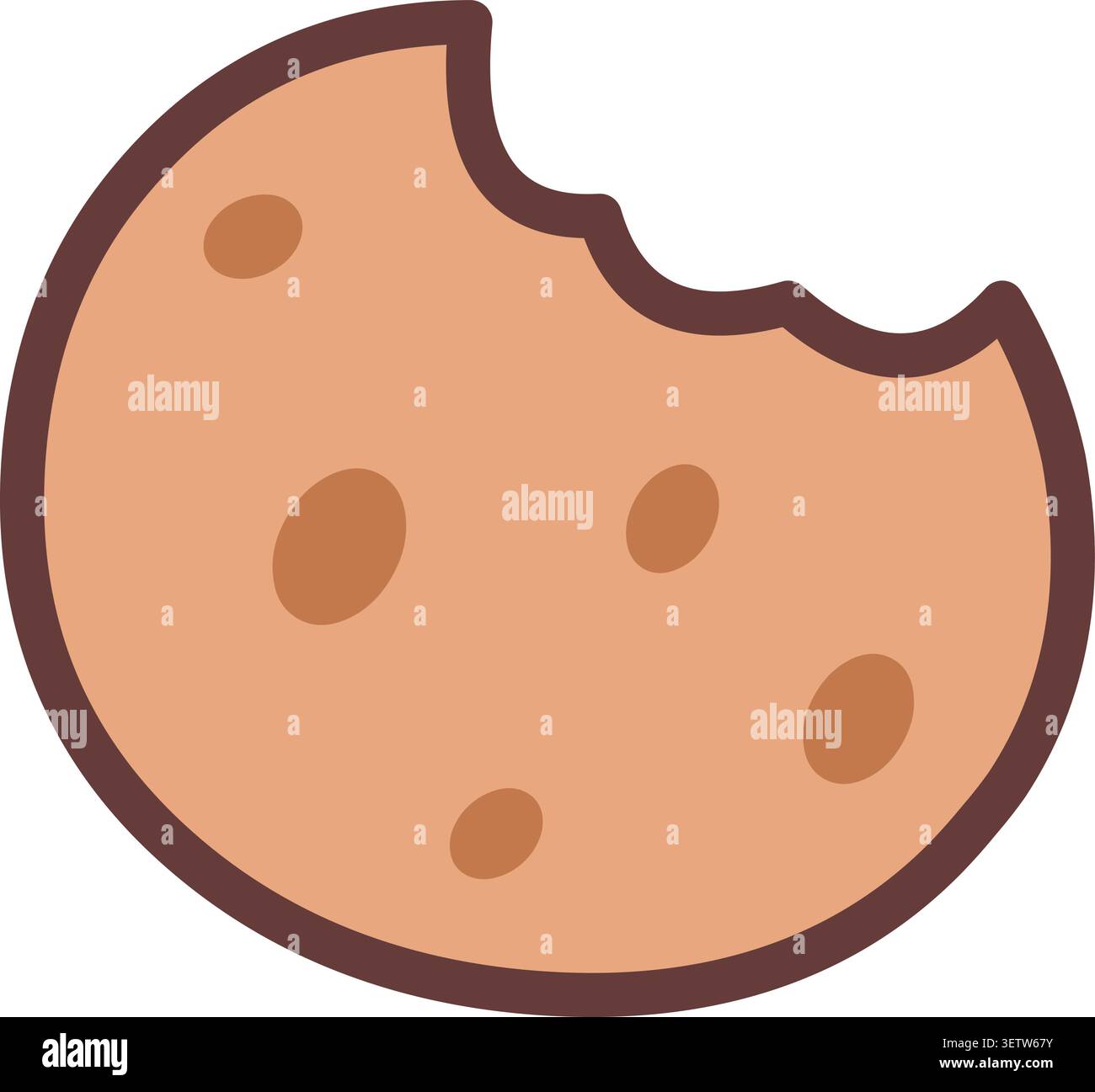 Cute Minimal Cookie with Bite Icon Stock Vector