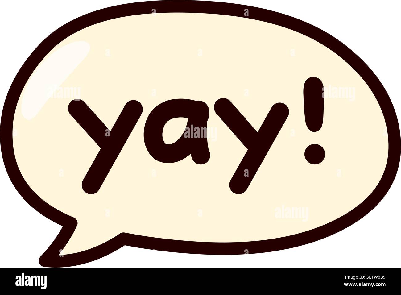 Cute Minimal Yay Speech Bubble Icon Stock Vector