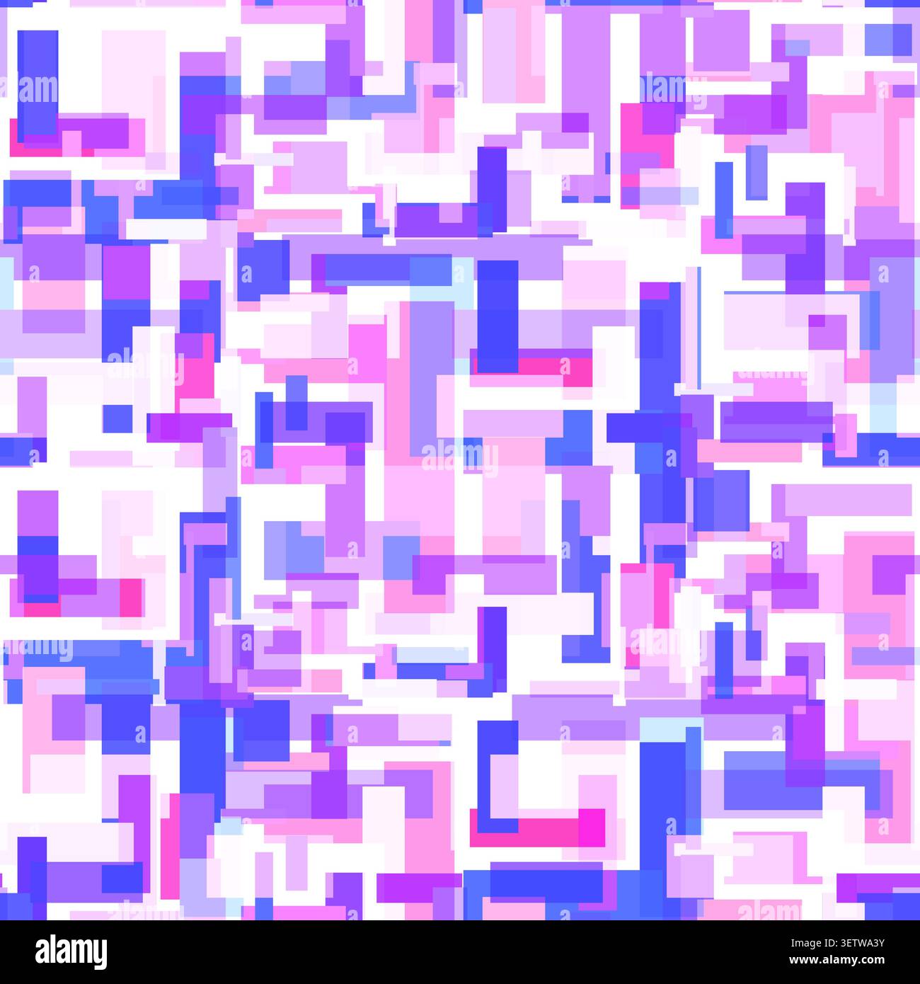 Pink and blue pattern with abstract rectangles Stock Vector