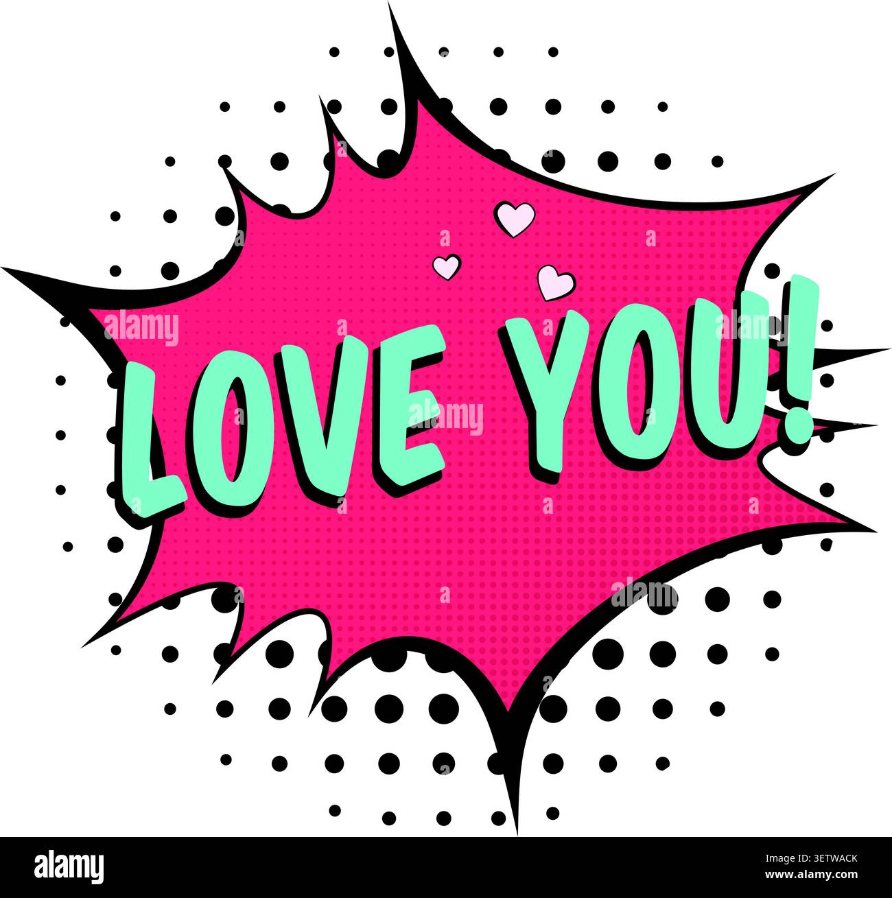 Bright red speech bubble with LOVE YOU text Stock Vector