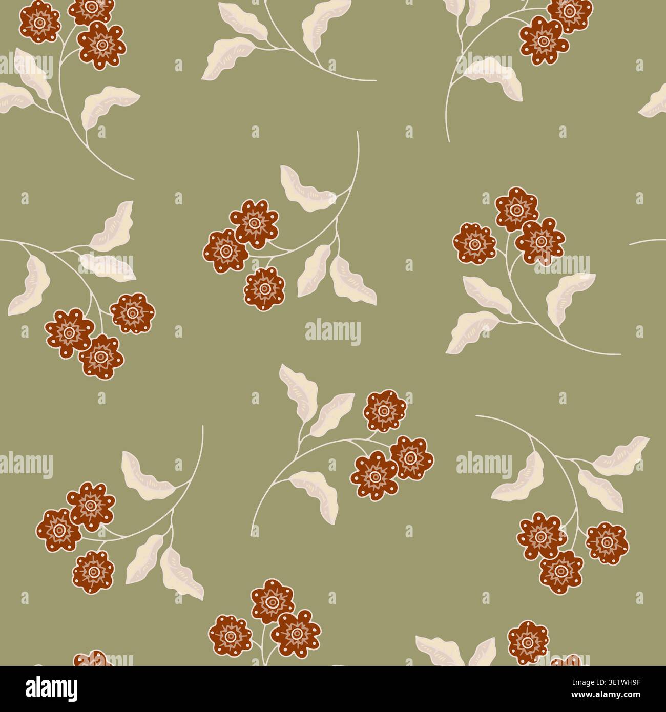 Minimalist Rustic Botanical Sprig Print Stock Vector