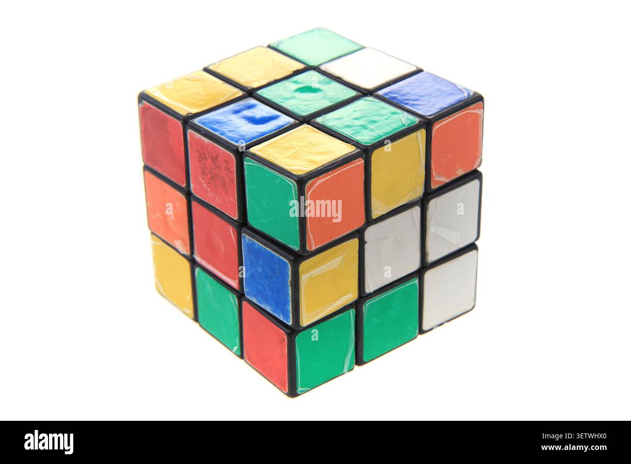 old rubic cube isolated on the white background Stock Photo