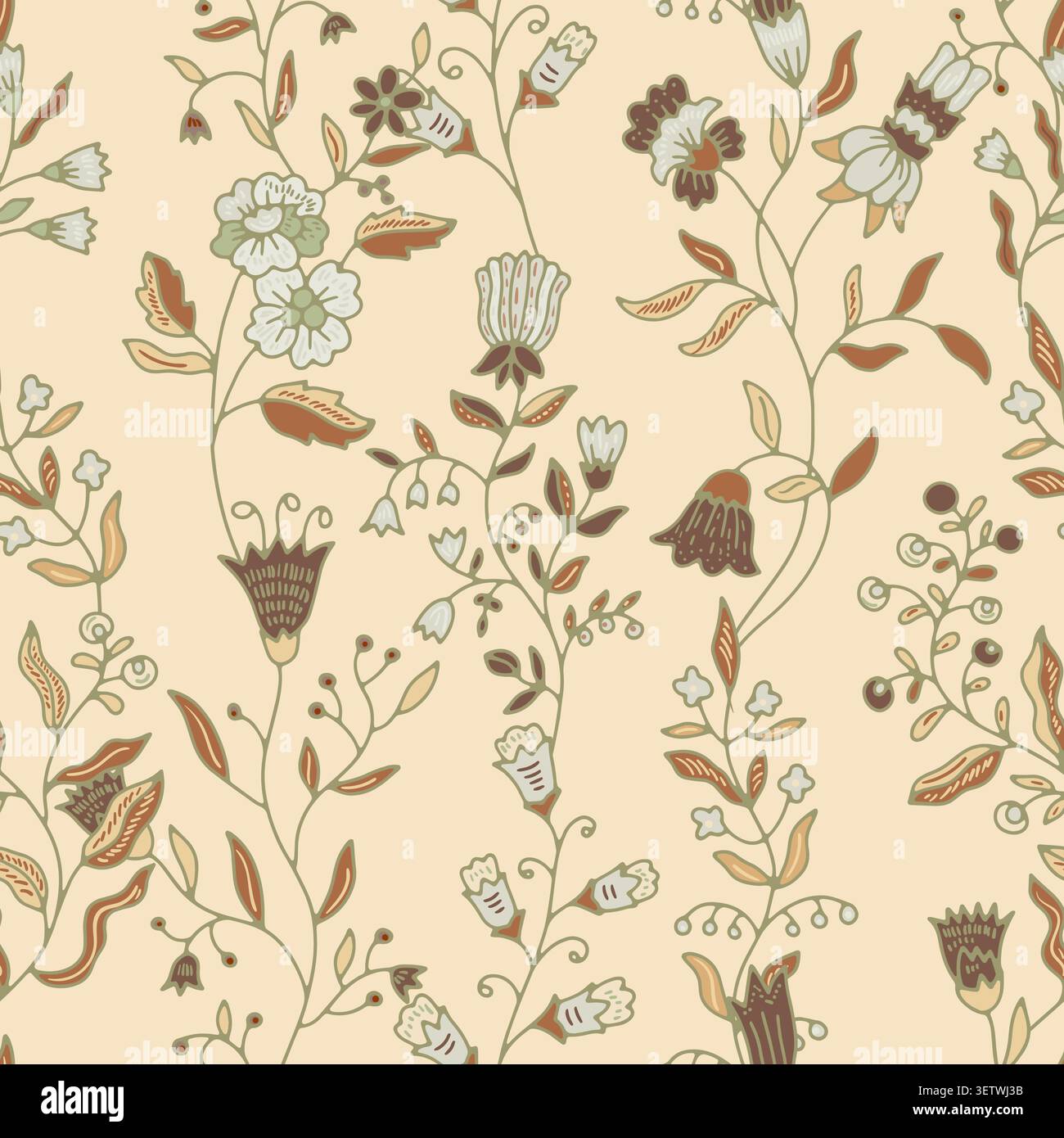 Delicate Trailing Vine Floral Artwork Stock Vector